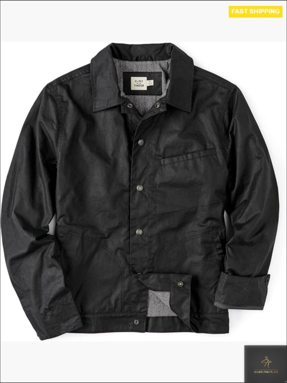 Waxed Cotton Snap Jacket Year-Round Water Resistant Regular Fit Classic